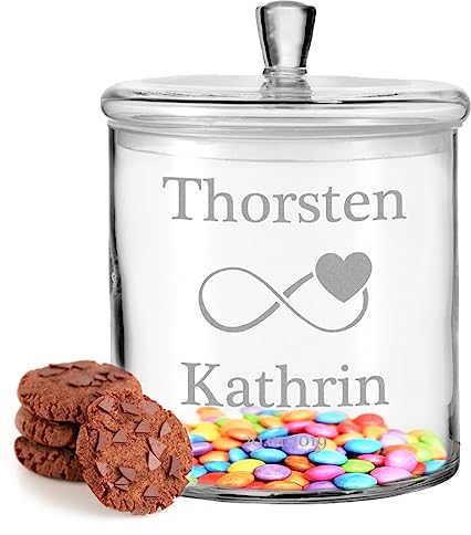 Leonardo Glas-Dose Vorratsglas mit Gravur zur Hochzeit - personalisiert mit Namen - Bonbonglas für Süßigkeiten und Kekse - das perfekte Hochzeitsgeschenk für Paare - für Frauen und Männer