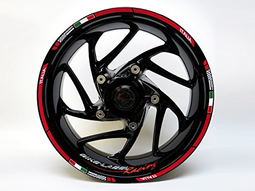 Felgenrand Aufkleber Set für 16 17 18 Zoll Felgen Motorrad Motorracing Italien Flagge X710018