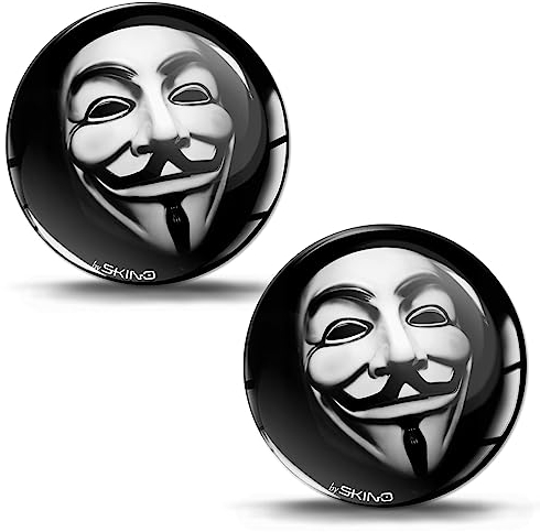 SkinoEu 2 x 3D Gel Silikon Aufkleber Anonymous Maske Stickers Auto Motorrad Fahrrad Telefon Laptop KS 7 Z*