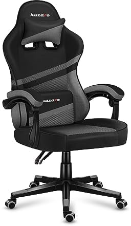 huzaro Force 4.4 Chaise Bureau Gamer | Designe Ergonomique | Tissu Mesh | Appui-tête | Coussin Lombaire | Réglable en Hauteur | PC Gaming | Accoudoirs Souples | Gris