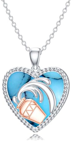 LONAGO Wassermann Halskette 925 Sterling Silber Tierkreiszeichen Wassermann mit Erschaffenen Türkis Anhänger Halskette für Frauen