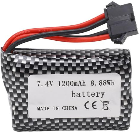 Batterie au Lithium RC, 7,4 V 1200 MAh 8,88 Wh Batterie de Voiture Télécommandée Conception Légère Batterie Lipo de Voiture RC avec Prise SM-5P pour Voitures RC sur Chenilles