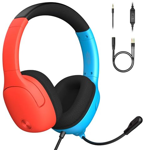 Rumoon Casque de jeu avec micro pour Nintendo Switch/Lite/OLED, microphone filaire antibruit, haut-parleurs stéréo de 40 mm, contour des basses, casque antibruit léger, doux et confortable