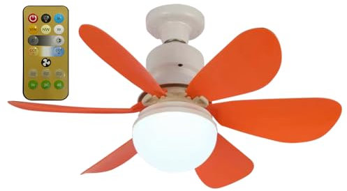 Azazaza Ceiling Fans with Lights, E27 40W Ceiling Lights with Fan RC Timing, 3 Speeds 3 Colors (3000-6500K) LED Ceiling Fan, Modern Fan Lamp for Bedroom (Red)