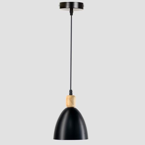 ZTWLEED Lampara Colgante Negro - E27 Lampara Colgante Techo 105 cm Ajustable Lampara Colgante isla Cocina para Comedor Sala de Estar Sala de Estudio,Diámetro del chasis:10CM(Sin Bombilla)