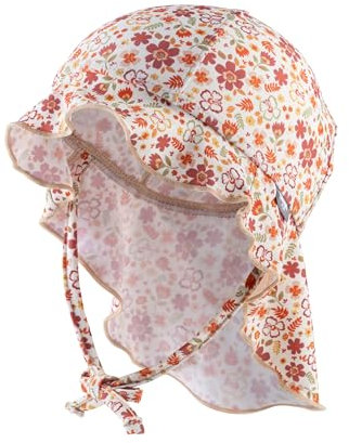 Sterntaler Sonnenhut Blumen - Mädchen Bademütze - UV-Schutz 50+ Sommermütze für Strand und Schwimmbad - mit Nackenschutz und Bindebändern - Baby & Kinder Kopfbedeckung - Ecru, Größe 43