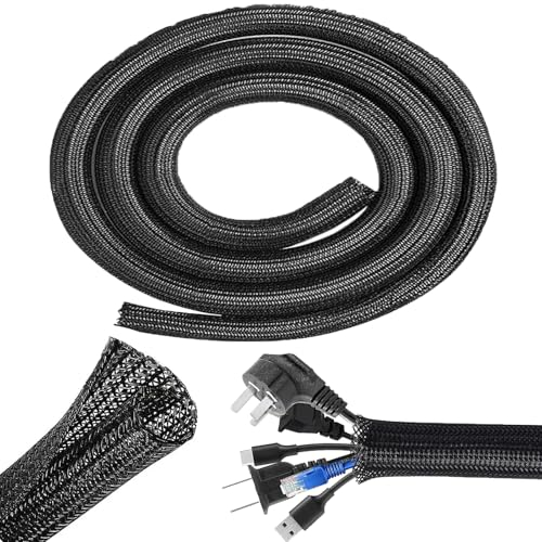 13mm Guaina Cavi Self-closing, 3 m Raccogli Cavi Nascondi Cavi Guaina,Flessibile Guaina per Cavi Intrecciata,Tagliabile Nascondi Cavi Guaina,Adatto per ufficio,Casa,TV,Computer,Cavi auto,Nero