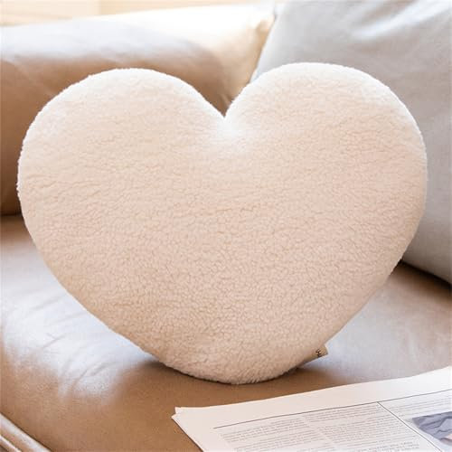 Herzkissen, Herz Kissen Kinderzimmer Decor, Kuschelkissen Kinder Herzform Dekokissen Kopfkissen Kissen Zierkissen für Wohnzimmer Sofa Kind Schlafzimmer Bett (Beige Herz,40 cm)