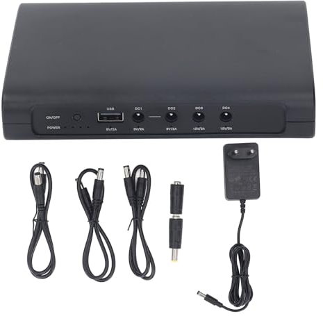 USV-Backup-Batterie-Stromversorgung, Unterbrechungsfreie Mini-Stromversorgung mit 5 V, 9 V, 12 V Gleichstrom und USB-Anschluss für Router-Modem-Kamera (EU-Stecker 1800 W)