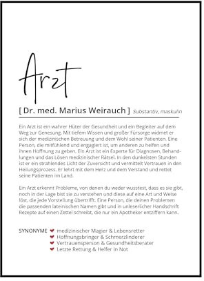 Arzt Ärztin Definition, Personalisiertes Poster, Arztpraxis, Geschenk Geburtstag Weihnachten, Hausarzt Retter Danke sagen, Wörterbuch
