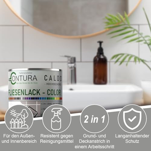 Contura Fliesenlack 750ml. Glänzend Fliesenfarbe 20 Farben Lack Fliesen Wand Boden Bad Küche Wandfliesen Bodenfliesen (Hellrosa RAL 3015, 750ml.)