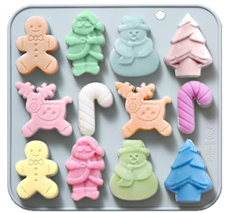 Stampi in silicone natalizio,Stampi per dolci natalizi - Stampi in silicone per biscotti con cartoni animati - Strumento versatile per cuocere il cioccolato, stampo da forno fondente, gelatina