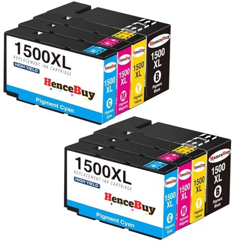 HenceBuy 1500XL Kompatibel für Canon PGI-1500XL PGI-1500 Tintenpatronen Multipack für Canon Maxify MB2150 MB2155 MB2050 MB2750 MB2755 MB2750 MB2000 MB2300 MB2350 Schwarz Cyan Magenta Gelb (8 Packung: