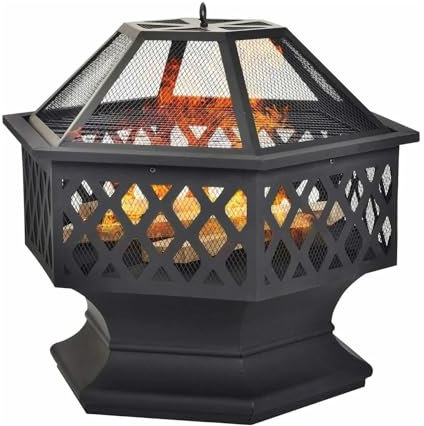 braciere da campeggio Decorazione for braciere a legna con braciere in ferro a forma di braciere in metallo da cortile portatile for il cortile a bordo piscina griglia di cottura rimovibile per estern