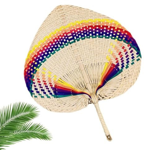 Abanico de hoja de palma, abanicos chinos Abanico de hoja de palma - Abanico de Ratán con Hojas de Palma Tejidas a Mano,Abanico de mano de ratán con hoja de palma de buena dureza para fiesta