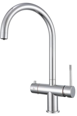 Yamataro 3in1 Kochendes Wasser Wasserhahn Sofort Warmwasser Wasserhahn Heiß Kalt Gefiltert Kochendes Wasser Küchenarmatur Edelstahl Spiegelpolieren (ohne Boiler und Filter)