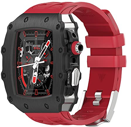 ANZOAT Kit de modificación de lujo, para Apple Watch Band Case 8 7 45 mm, marco de metal con bisel de flúor, correa de reloj, para iWatch SE 6 5 4 4 44 mm, 44MM, Ágata