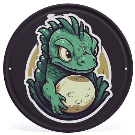 Little Green Dragon's Egg Metall-Blechschilder, lustiges Vintage-Eisenschild, rundes Metallschild, Dekoration, hängende Wandkunst, Poster, Druck, Muster, Eisenmalerei für drinnen und draußen, Zuhause