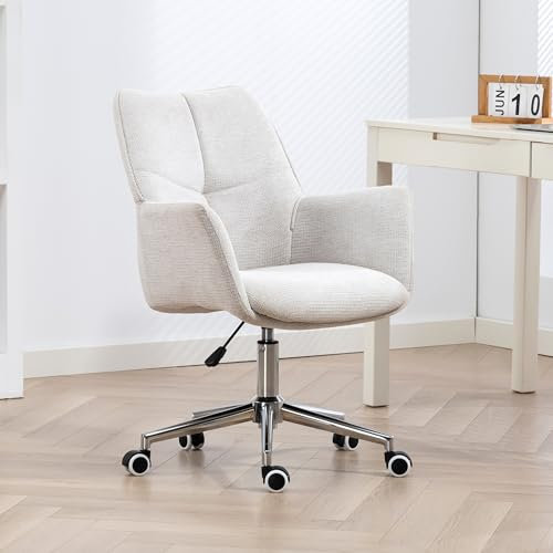 BRTHORY Bürostuhl 360 ° Drehstuhl Homeoffice Stuhl Schreibtischstuhl mit Armlehnen höhenverstellbar Schminkstuhl mit gepolstertem komfortabler bis 150 kg belastbar für Home Office und Büro