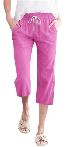 Qixiu Leinenhose weiß Damen, Yoga Hose Damen, Sommerhose Damen leicht 7/8, Damen Hosen Sommer, Sport Hosen Damen, Strandhose Damen lang, Sporthose Damen lang, Frauen Hosen, warme Hosen Damen Winter