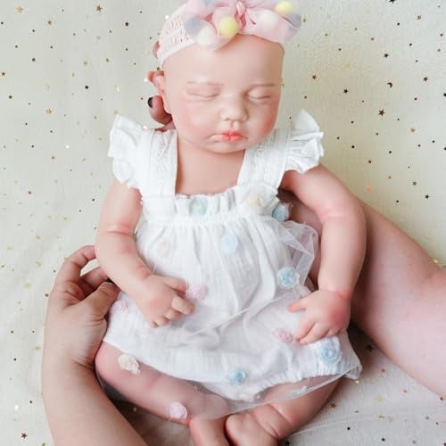 KUICEO Reborn Babypuppe Vollsilikon Mädchen 55cm Sammlerpuppe | Massives Platin-Silikon, weiche Oberfläche, handgefertigte Details, realistisches Gewicht, ohne Kleidung geliefert