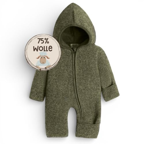 MIRARI Kids Wolloverall mit Reißverschluss und Kapuze - Winteranzug Baby - Overall aus Wolle