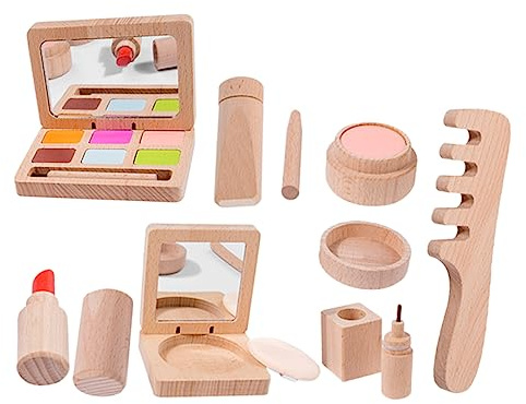 SOPOTUTU 1Satz Holz Make-up Spielzeugset für Mädchen Langlebiges Kosmetikset für Rollenspiele Kreativität Fördernd als Geburtstagsgeschenk für Feiertage