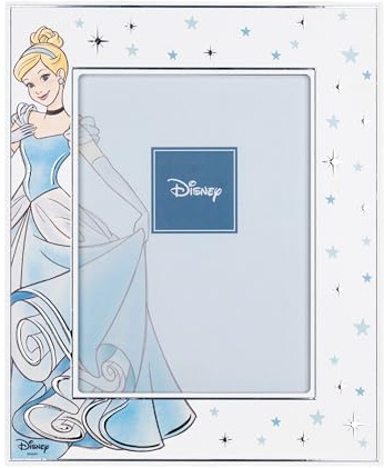 VALENTI & CO. - Disney Princess Aschenputtel - Holzrahmen 13 x 18 cm - Tischbilderrahmen mit Details aus Silber - Geschenkidee Geburt Mädchen oder Taufgeschenk - Bilderrahmen für Kinderzimmer Mädchen