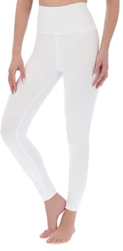 SOFTSAIL Leggings Womens Leggings High Waist Full Length Ladies High Waisted Tummy Control Stretchy Pants Free Time Relax Walking White 12