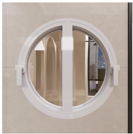 Flügelfenster Rundes Fenster Mit Aluminiumrahmen, Ersatzfenster Für Flügelfenster Aus Gehärtetem Glas Zur Belüftung, Dachboden-Landschaftsfenster Für Die Dekoration Von Haus Und Geschäft(White,40cm/15