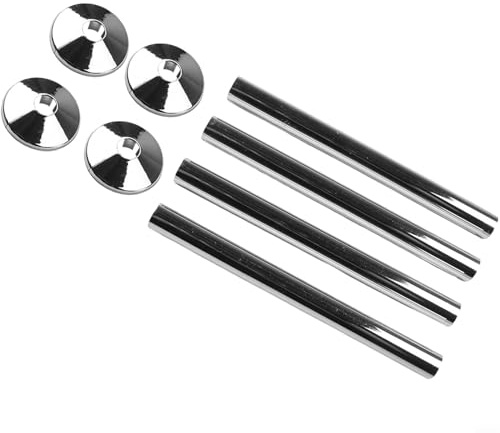 Glomc 8pc Radiator Pipe Covers and Collars Set, 200mm Sleeves for 15mm Pipes, Chrome Effect Plastic Finish for Bathroom and Home Heating Decor(Chrome)