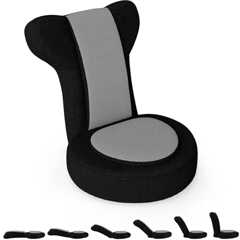 COSTWAY Bodenstuhl klappbar, Bodensofa mit Verstellbarer Kopfstütze & Rückenlehne, gepolstertes Bodenkissen mit Liegefunktion, Bodensessel mit Metallrahmen, Meditationsstuhl für Zuhause (Grau)