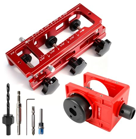 Door Hinge Jig and Door Lock Installation Kit, Aluminum Alloy Door Hinge Installation Kit, Upgraded Adjustable Mortise Jig, Door Hinges from 2.5 to 5 Length and Thicknesses, 1/4 Radius, 5/8 Radius