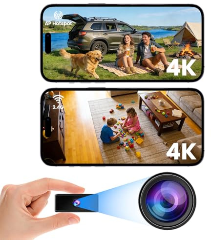 UCOCARE Mini Camera Espion sans Fil, Fonctionne avec ou sans Wi-FI, Camera de Surveillance sans Internet avec Vision Nocturne, Détection de Mouvement, Support Magnétique, pour Intérieur/Extérieur