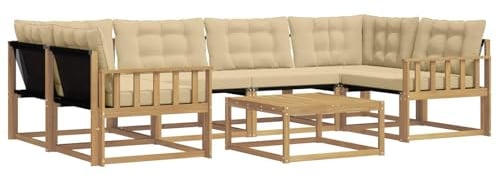 vidaXL Outdoor-Sofagarnitur 7 pcs Weiß und Beige 79 x 79 x 37 cm, Garten, modernes Outdoor-Sofa, gemütliches Möbel, langlebige Lounge, perfekte Terrasse-Sitzgruppe