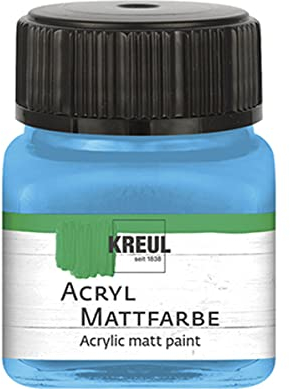 KREUL 75250-Pintura acrílica Mate, Azul Cielo en Bote de 20 ml, Pintura al Agua cremosa, Opaca, de Secado rápido, Adecuada para Muchas Superficies Diferentes, Sky Blue