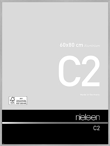 nielsen Bilderrahmen, 60 x 80 cm, Aluminium, Silber matt, Posterrahmen zum Aufhängen im Hoch- & Querformat, Echtglas, C2