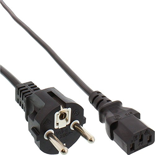 InLine 16651E Netzkabel, Schutzkontakt gerade auf Kaltgerätestecker C13, 3m, schwarz