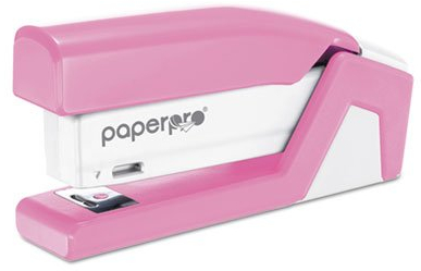 PaperPro Kompaktheftgerät Pink Ribbon mit 15 Blatt, Pink/Weiß