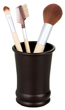 InterDesign iDesign - 26181 Olivia Metallbecher, Make-up-Pinselhalter und Zahnbürstenbecher für Badezimmer, Arbeitsplatte, Schreibtisch, Wohnheim, Uni und Waschtisch, 8,3 x 8,3 x 10,8 cm, Bronze