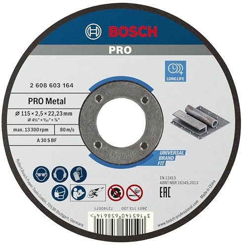 Bosch Professional 1x Mola da Taglio Diritta Standard for Metal (per Metallo & Acciaio, Ø 115 x 2.5 mm, Accessori Smeriglatrici Angolari)