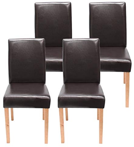 Mendler 4er-Set Esszimmerstuhl Stuhl Küchenstuhl Littau FSC®-Zertifiziert - Kunstleder, braun helle Beine