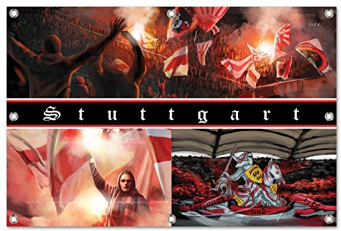 Ultras Stuttgart Collage Bild auf PVC Plane/PVC Banner inkl Ösen, Maße: 120x80 cm