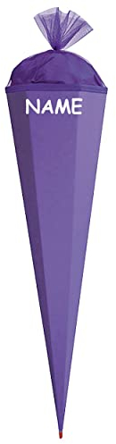 Schultüte - Rohling - lila Größenwahl 35 cm bis 100 cm incl. Namen - mit Holzspitze - Zuckertüte ALLE Größen - Roth - zum Basteln, Bemalen und Bekleben ..