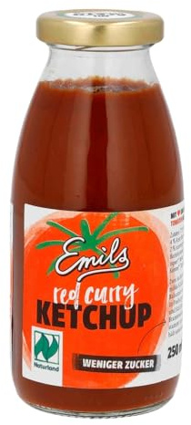 Emils Bio Redcurry Ketchup | Curry Ketchup ohne Zuckerzusatz 250 ml
