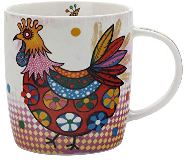Maxwell & Williams DI0105 Kaffee-Tasse Smile Style 400 ml – Porzellan bauchig, mit buntem Huhn-Motiv, Geschenkbox