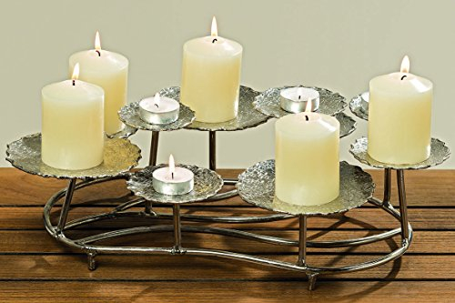 Kerzenleuchter ANIPA Kerzenhalter für 5 Kerzen und 5 Teelichter, Aluminium-Ständer, Weihnachts-Advents-Dekoration Tisch-Kommode-Küchen-Party-Feier-Fest-Dekoration