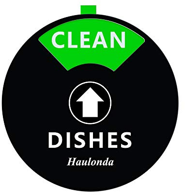 Magnet Clean Dirty Dishwasher Sign Indicator with “RUNNING” and “EMPTY”Options, Works on All Dishwashers, Non-Scratch Strong Magnetic Backing, Residue Free Adhesive Included, 4 Inch, Black)