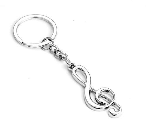 Ogquaton Porte-clés en Métal, Modèle Musical pour Guitare, Clé de Sol pour Instrument, Unisex-Jeunes, Argent, Métallique