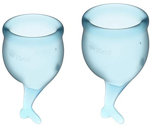 Satisfyer Feel Secure Coupe Menstruelle 2 Pièces | Cup Menstruelle réutilisable & durable, 15 & 20 ml | Facile à nettoyer & confortable | Protection durable Silicone médical: Bleu